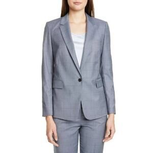 Boss Janufa Check Wool & Silk Blazer Jacket Sz 2P